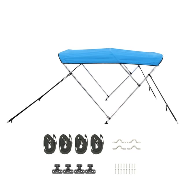 Bimini-top Für Boote Mit 3 Bügeln, 600d-polyestergewebe, Aluminiumrahmen, Aufbewahrungstasche Und Befestigungsmaterial Inklusive