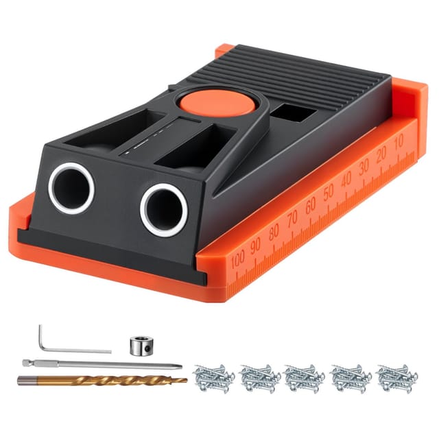 Verstellbares Taschenbohrschablonen-set (12,7 Bis 38,1 Mm) Mit Bohrer, Inbusschlüssel Und Verstärkten Nylon-holzschrauben