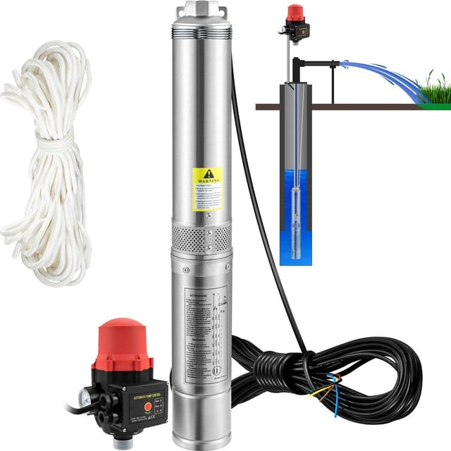 550-w-tauchpumpe, 230 V, 50 Hz, 50 L/min, 89 M Förderhöhe, 20 M Kabel, Mit Automatischer Abschaltung, 82 Cm Edelstahl, Schutzart Ip68