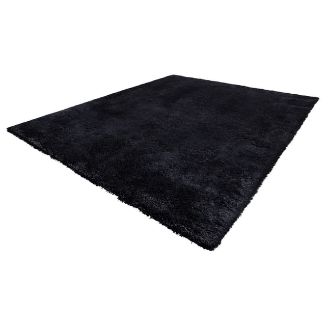 Weicher Plüschteppich 244 X 305 Cm, Langflorig, Für Wohn- Und Schlafzimmer, Modernes Design, Rutschfest, Schwarz, Robust Und Zuverlässig