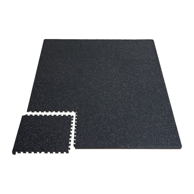 0,56 Zoll Dicke Eva-schaumstoff-fitnessmatte, 6 Gummifliesen 25 X 25 Cm, 2,3 M², Ineinandergreifende Trainingsmatte, Schwarz-weiß