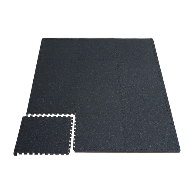 Eva-schaumstoff-sportbodenfliesen, 25 Stück À 25 X 25 Cm, 9,3 M², Ineinandergreifende Schwarze Und Blaue Sportmatten, 1,42 Cm Dick