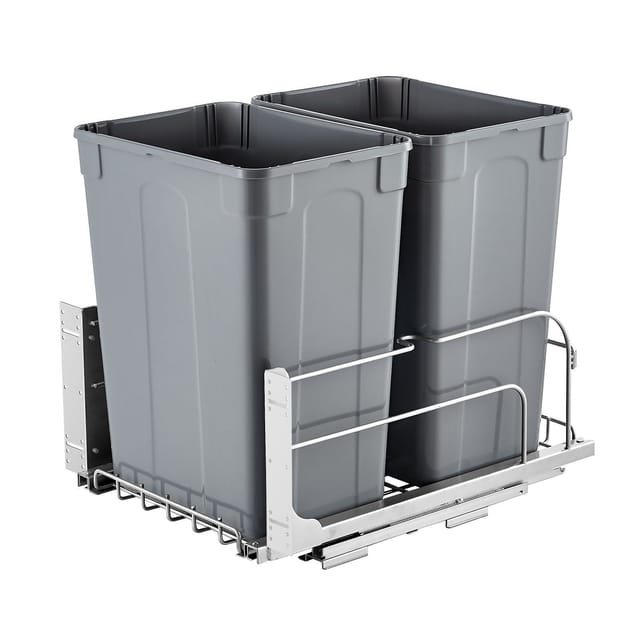 35-liter-küchenabfalleimer Mit Doppelentnahme, Robuster Abfall- Und Recyclingbehälter Mit Soft-close-deckel, Grau