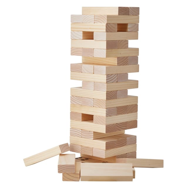 60-teiliges Holzbaukasten-set, Großer Kiefernholzturm Mit Tragetasche Und Grundplatte, Familienspiel Für Drinnen Und Draußen