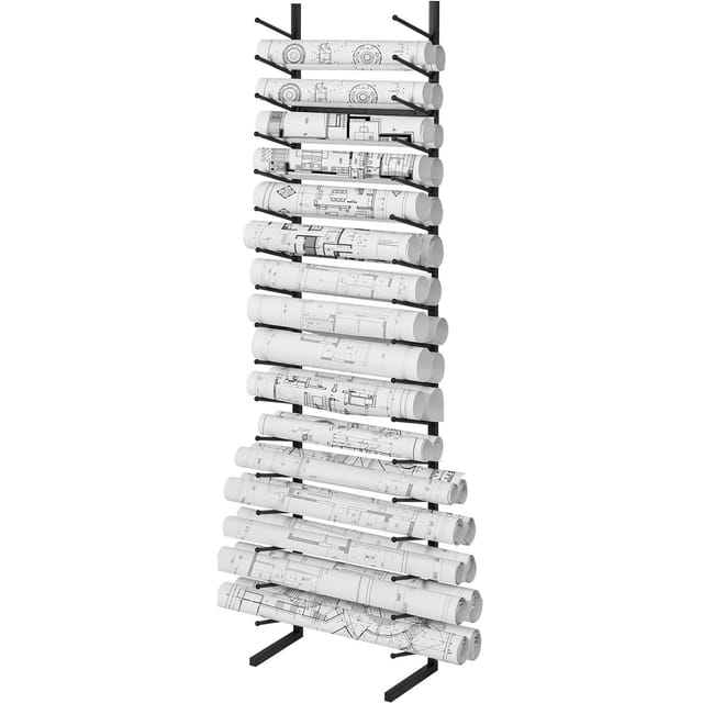 Planhalter, 16-stufiges Wandregal, Vertikaler Dokumentenhalter Für Planrollen Und Poster