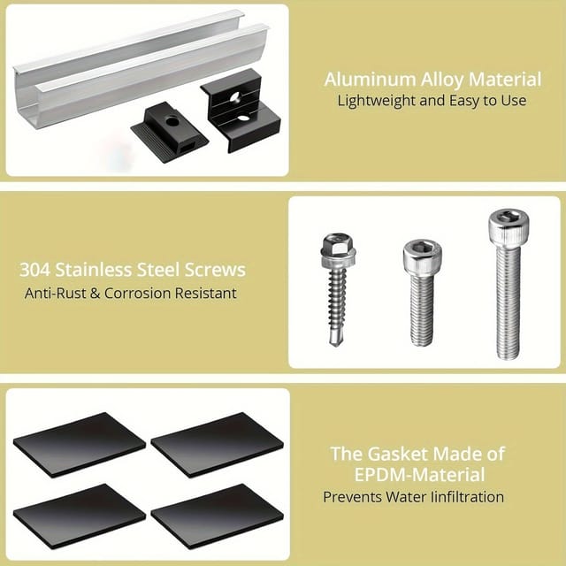 Set Mit 6 Silbernen, U-förmigen Photovoltaik-montagehalterungen Aus Aluminium, 12 Cm, Für Optimierte Und Langlebige Solarmodule