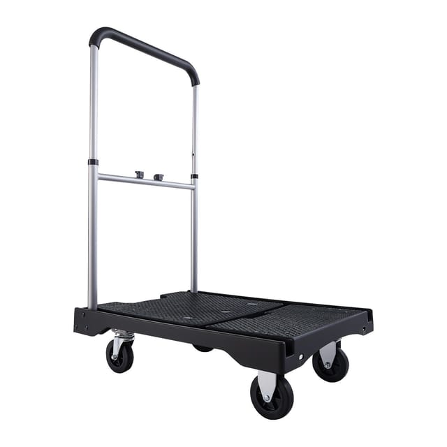 Zusammenklappbarer Transportwagen, Tragkraft 149,69 Kg, Schwenkräder Und Verstellbarer Griff, Leicht Zu Verstauen, 680 X 495 X 115 Mm