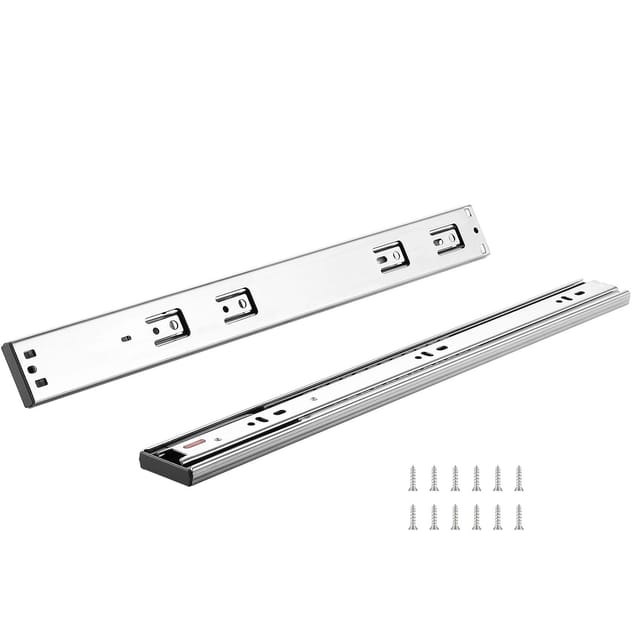 Schubladenschienen 457,2 Mm, 6 Paar, Seitliche Stahlschienen, Vollauszug, Soft-close-funktion, Tragkraft 45 Kg
