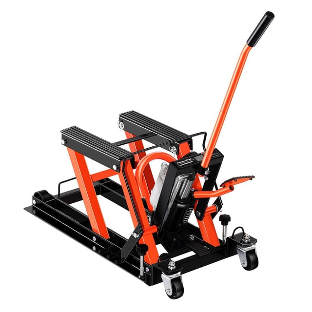 680 Kg Motorradheber, Hydraulisch Und Pneumatisch, Verstellbar Von 10,4 Bis 38,1 Cm, Robuster Reparaturständer Mit Abnehmbarer Rampe Und 2 Rädern, Für Atvs Und Geländefahrzeuge