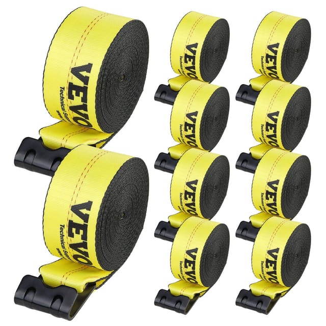 Gelbe Zurrgurte 10,2 Cm X 12,2 M Für Lkw, Tragfähigkeit 2722 Kg, Ideal Für Anhänger Und Ladungssicherung, 10er-packung
