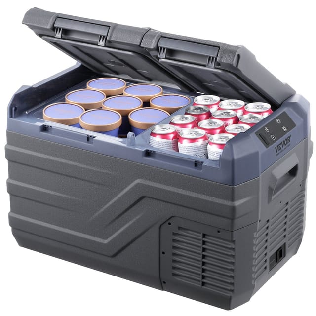 Autokühlschrank, Tragbarer 25-liter-gefrierschrank Mit Zwei Temperaturzonen, 12-v-kühlschrank, -20 Bis 20 °c, 12–24 V Dc 100–240 V Ac Kompressor Für Camping, Outdoor-aktivitäten Und Wohnmobile
