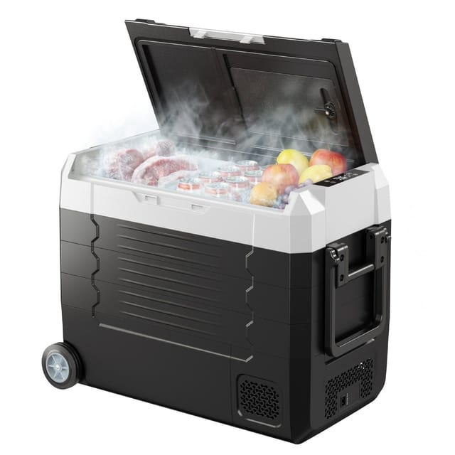 Autokühlschrank, 12-24v Dc/100-240v Ac Kompressor, -20 Bis 20°c, App-gesteuert, Räder, Zwei Temperaturzonen, 45l, Ideal Für Wohnmobile, Boote, Camping Und Angeln.