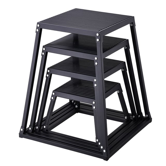 Plyo-boxen, 4 Höhen, 30 Bis 76 Cm, Rutschfeste Sprungplattform, Heimfitness, Krafttraining, Crossfit, Schwarz