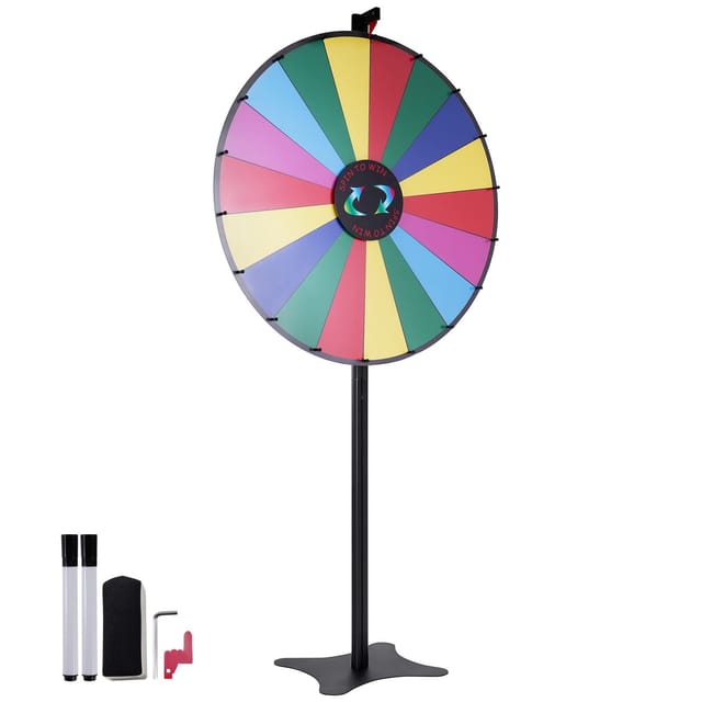 Glücksrad 91 Cm, 18 Felder, Abwischbare Tafel, 2 Stifte Zur Verwendung Auf Tisch Oder Boden, Für Partys Und Jahrmärkte