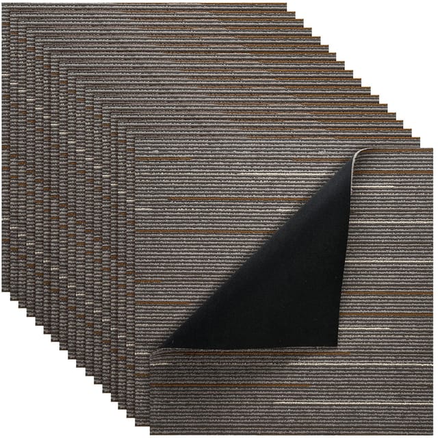 Set Mit 24 Teppichfliesen, 610 X 610 Mm, Weicher Bodenbelag, 8,9 M², Dunkelbraun, Für Schlafzimmer, Büro Und Wohnzimmer