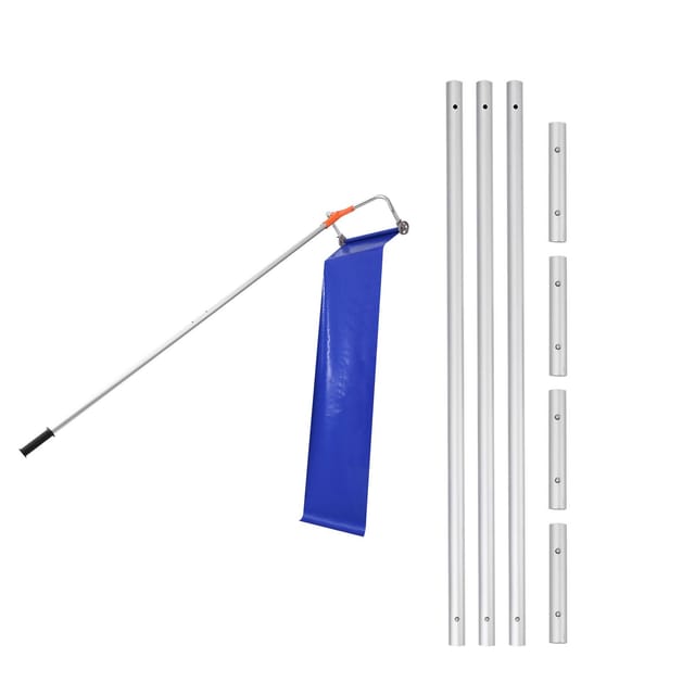 Schneeharke Für Dächer, 27 Cm Aluminiumblatt, Teleskopstiel Von 1,25 Bis 5,24 M, Mit Rädern, Für Schnelles Schneeräumen