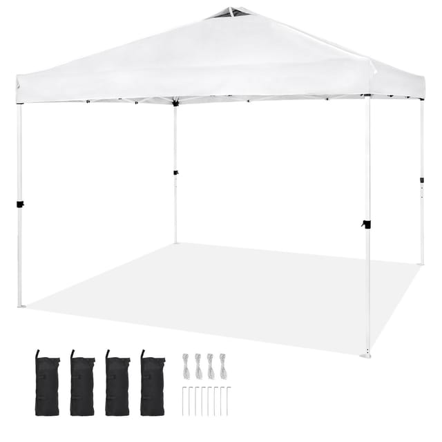 Weißes, Faltbares Partyzelt (304,8 X 304,8 Cm) Mit Rollentragetasche Für Camping Und Veranstaltungen