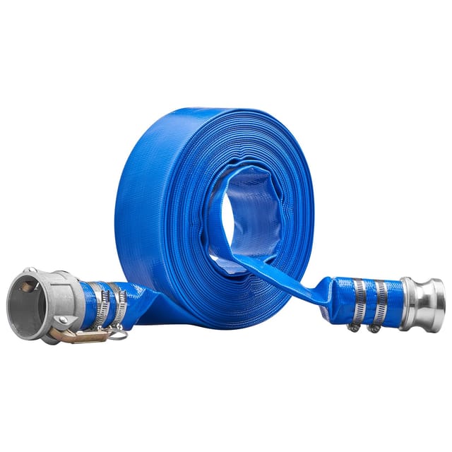 Verstärkter Pvc-rücklaufschlauch 51 Mm X 15,24 M Mit Aluminium-camlock-anschlüssen Für Schwimmbäder, Blau