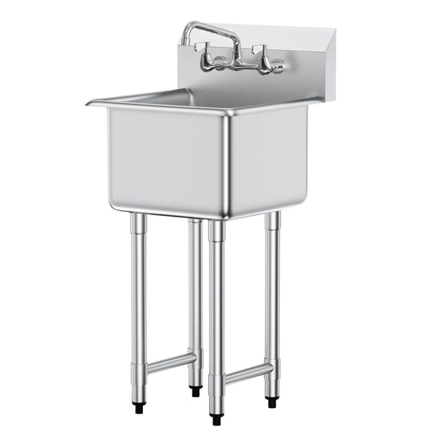 Einzelbecken-spülbecken Aus Edelstahl, Inklusive Armatur Und Füßen, 45,7 X 104,1 Cm, Ideal Für Garagen, Restaurants Und Küchen, Nsf-zertifiziert