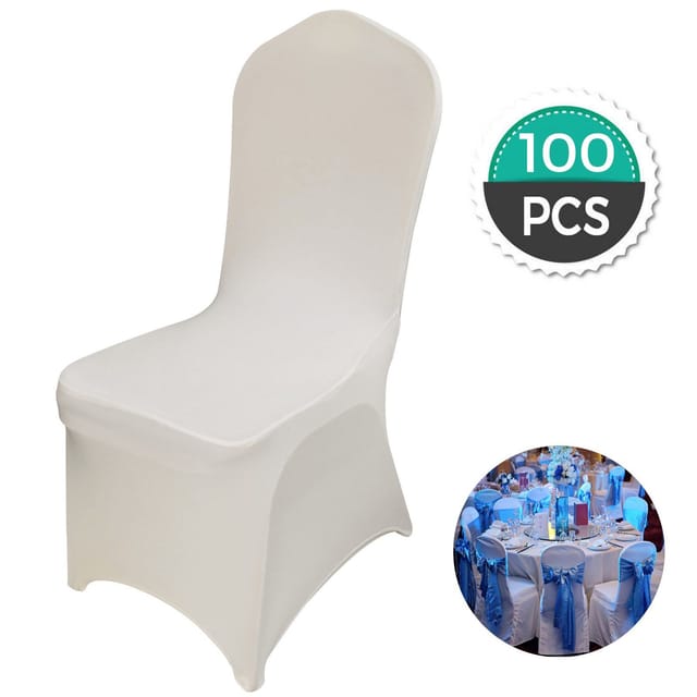 Stretch-spandex-bezüge Für Klappstühle, 100 Stück, Beige, Waschbar Und Abnehmbar, Für Hochzeiten Und Partys