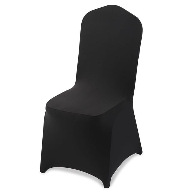 Packung Mit 100 Schwarzen, Dehnbaren Stuhlhussen Aus Polyester, Für Hochzeiten Und Veranstaltungen, Passend Für Stühle Bis Zu 51 X 45 X 95 Cm.