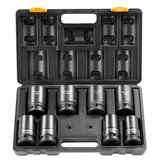 Set Mit 8 6-punkt-schlagschraubnüssen Mit Ratsche Und 2,5 Cm Bits, Profi- Und Heimwerkerwerkzeug