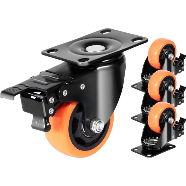 7,6 Cm Lenkrollen Mit Montageplatte, 4er-set, Geräuscharme Pvc-räder, Tragfähigkeit 113,4 Kg, Verschleißfest Für Möbel Und Transportwagen