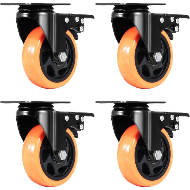 10,1 Cm Lenkrollen, 4er-set, Mit A/b-bremse, Geräuscharme Pvc-räder, Tragfähigkeit 158,8 Kg