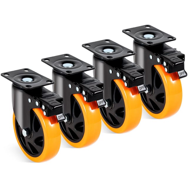 5-zoll-lenkrollen, 4er-set Mit A/b-bremse, Leise Pvc-räder, Tragfähigkeit 200 Kg, Ideal