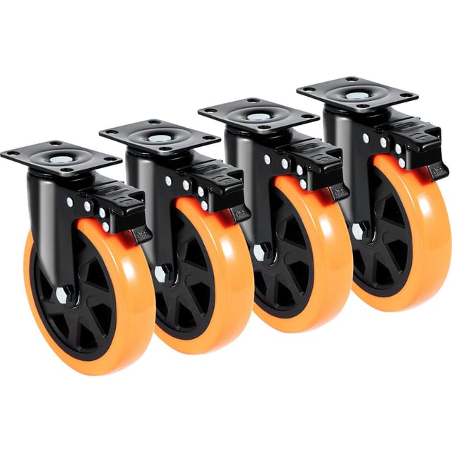 6-zoll-lenkrollen Mit Montageplatte, 4er-set, Aus Geräuscharmem Und Verschleißfestem Pvc, Tragkraft 317,5 Kg, Für Möbel Und Werkstätten