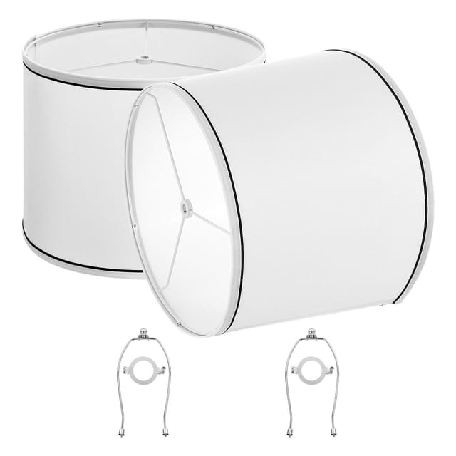 Mittelgroßer Weißer Lampenschirm Mit Schwarzem Rand, 2er-set, 28 X 33 X 25 Cm, Ideal Für Tisch- Und Stehlampen