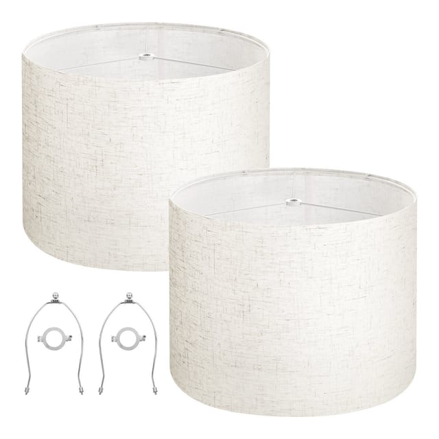 Set Mit 2 Leichten Leinen-trommellampenschirmen, 40,6 Cm, Perfekt Für Tisch- Und Stehlampen, Einfache Montage