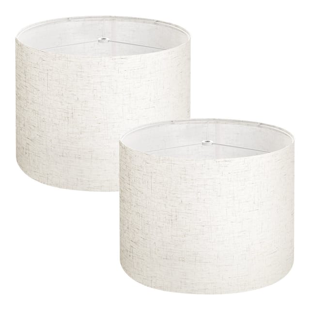 Set Aus 2 Zylindrischen Lampenschirmen Aus Hellem Leinen, 33 X 33 X 25 Cm, Ideal Für Tisch- Und Stehlampen, Einfache Montage