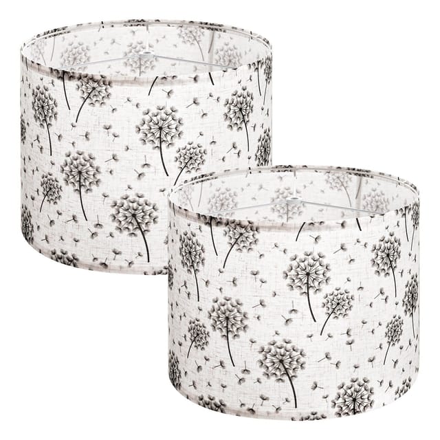 Zylindrische Lampenschirme Aus Leinen, 2er-set, 33 X 25 Cm, Löwenzahnmuster, Ideal Für Tisch- Und Stehlampen, Einfache Montage