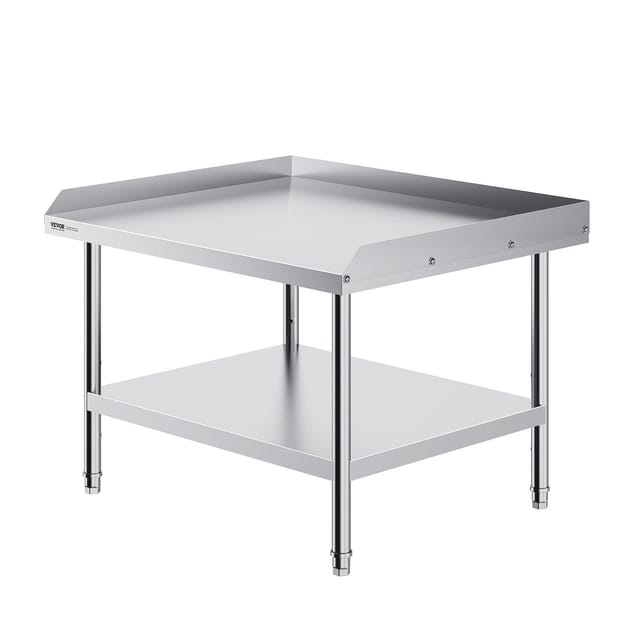 30 X 36 X 26 Zoll Großer Arbeitstisch Aus Edelstahl Mit Spritzschutz, Robuster Und Verstellbarer Vorbereitungstisch Für Restaurants Und