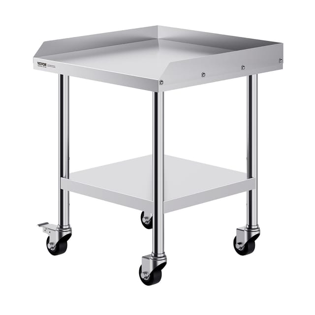 61 X 61 Cm Großer Arbeitstisch Aus Edelstahl Für Die Lebensmittelzubereitung Mit 4 Professionellen Rollen, Breite Kompatibilität