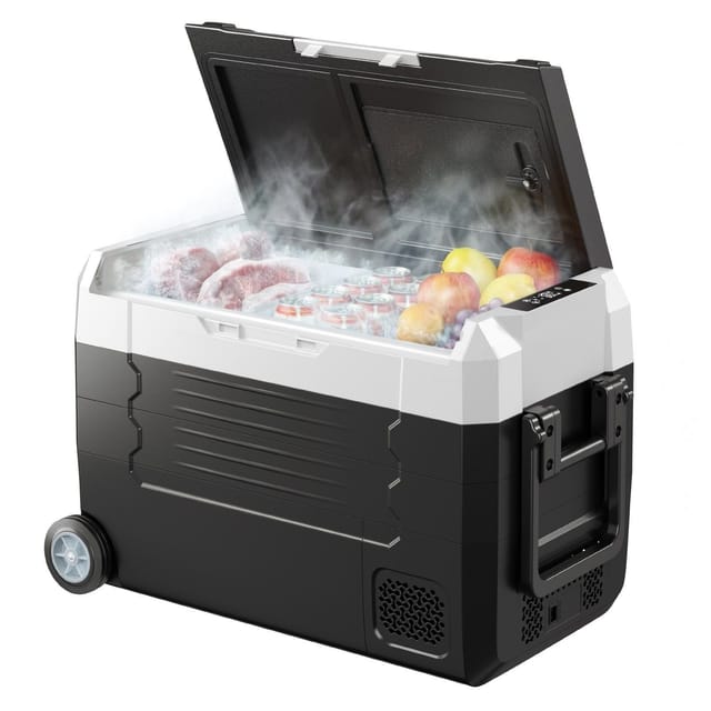 Autokühlschrank, 12-24v Dc/100-240v Ac Kompressor, -20 Bis 20°c, App-gesteuert, Räder, Zwei Temperaturzonen, 35l, Ideal Für Wohnmobile, Boote, Camping Und Angeln.
