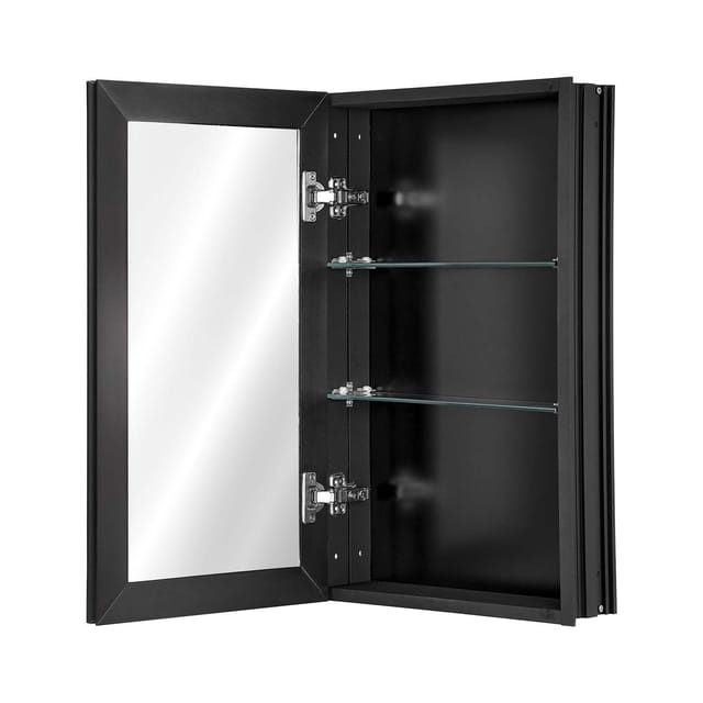 14 X 24 Zoll Großer Medizinschrank Mit Spiegel, Wandmontierter Badezimmerschrank Aus Aluminium, Verstellbare Einlegeböden