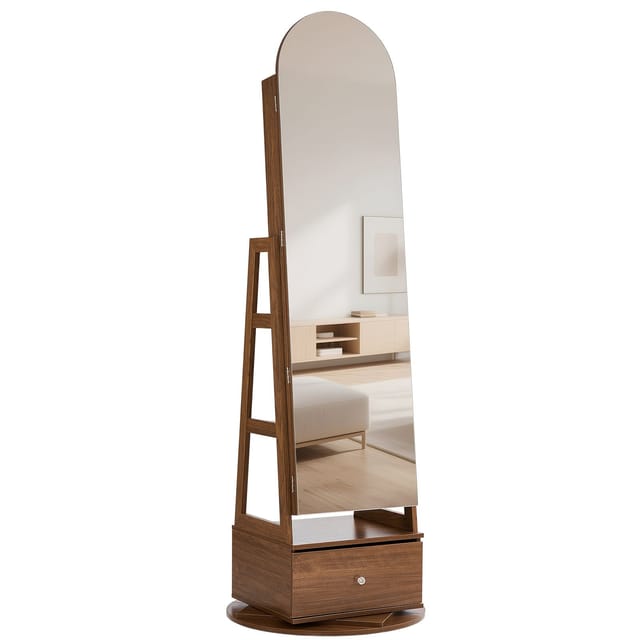 360° Drehbarer Schmuckschrank, 1655 Mm Hoch, Ganzkörperspiegel, Abschließbar, Aus Holz