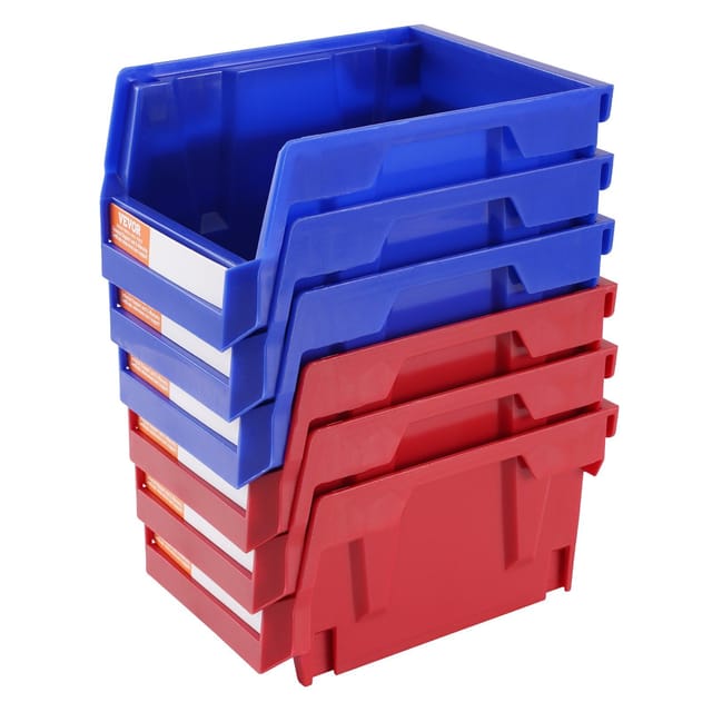 Stapelbares 24-teiliges Kunststoff-aufbewahrungssystem, 12,7 X 10,2 X 7,6 Cm, Für Küche, Büro, Kleiderschrank, Platzsparende Aufbewahrung, Blau Und Rot
