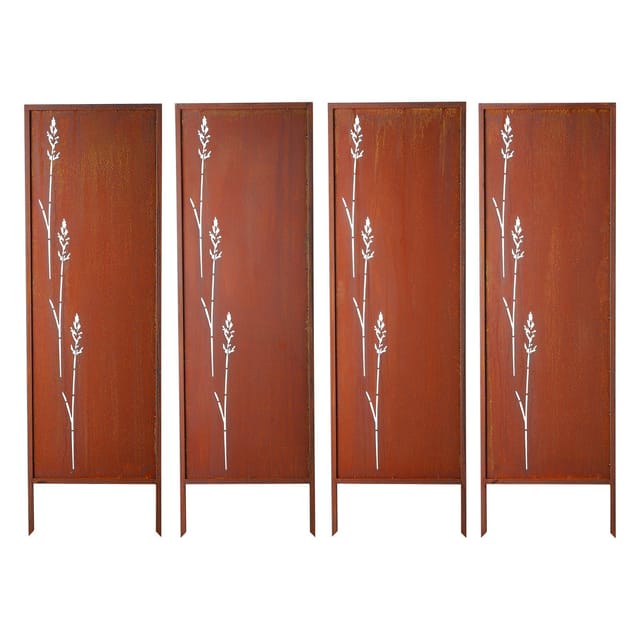 50 X 160 Cm Metallwand, Moderner Freistehender Zaun Für Garten Und Innenbereich, Trennwand Mit Pfosten Und Stahlplatte