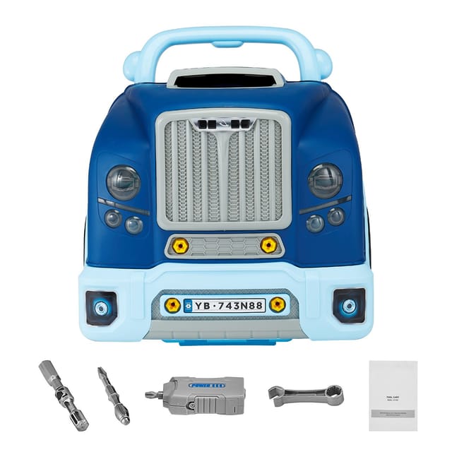Mechaniker-set Für Kinder Mit 60 Abnehmbaren Teilen, Licht- Und Soundeffekten, Lenkrad, Hupe, Lernwerkstatt, Ab 3 Jahren, Blau