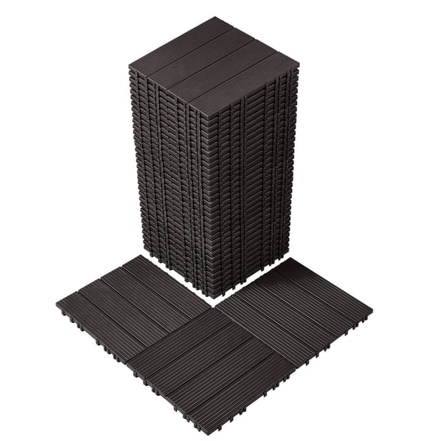 Terrassenfliesen Aus Verbundkunststoff, 29,5 X 29,5 Cm, 36er-packung, Wasserfest, Für Garten, Balkon, Terrasse, Dunkelbraun
