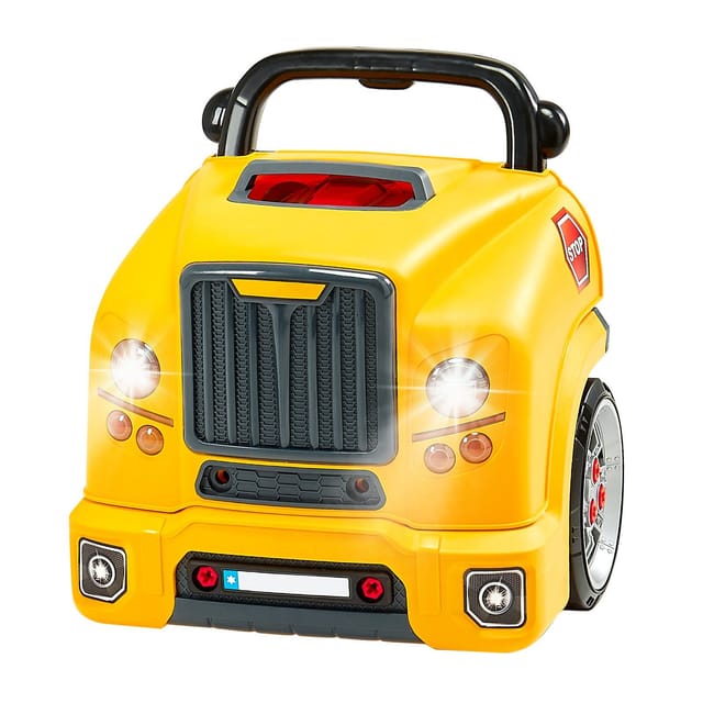 60-teiliges Spielzeugauto-set, Reparaturset Mit Abnehmbaren Teilen, Lichtern, Geräuschen, Lenkrad, Hupe, Werkstatt, Ab 3 Jahren, Gelb