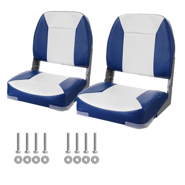 Set Aus 2 Klappbaren Bootsitzen Mit Niedriger Rückenlehne Und Schaumstoffpolsterung Für Angel-, Ponton- Und Freizeitboote