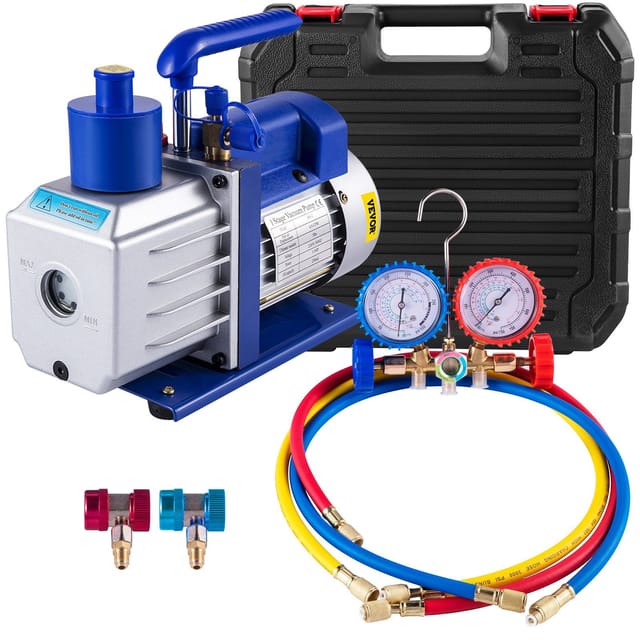 Monoblock-vakuumpumpen-set Für Klimaanlagen, 283 L/min, 4,8 Cfm, 246 W, Mit Manometer Und 3-ventil-verteiler