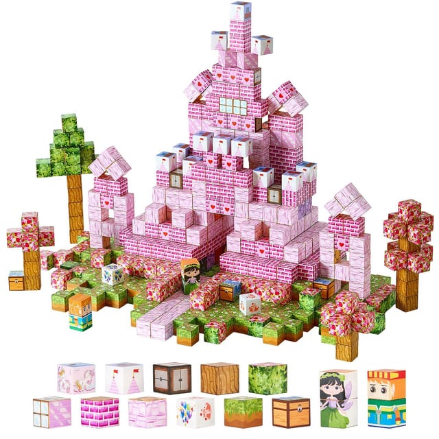 100-teiliges Magnetisches Prinzessinnenschloss-bauset, Bausteine Für Kinder, Montessori-stem-spielzeug, Weihnachtsgeschenk, Ab 3 Jahren