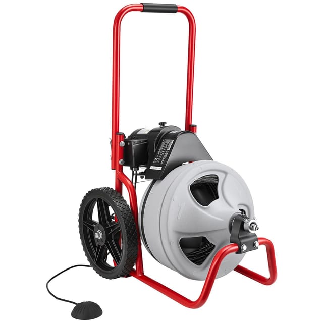 22 M X 95 Mm Rohrreiniger Mit Fahrbarem Handreiniger, 6 Schneidklingen Und Pneumatischem Fußpedal, Für Rohre Mit Einem Durchmesser Von 50 Bis 100 Mm