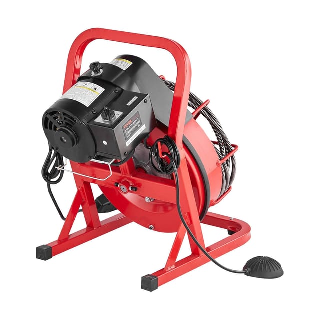 15 M Langer 3/8-zoll-rohrreiniger Mit 4 Klingen Und Fußpedal Für Rohre Von 2 Bis 4 Zoll, Außergewöhnliche Leistung