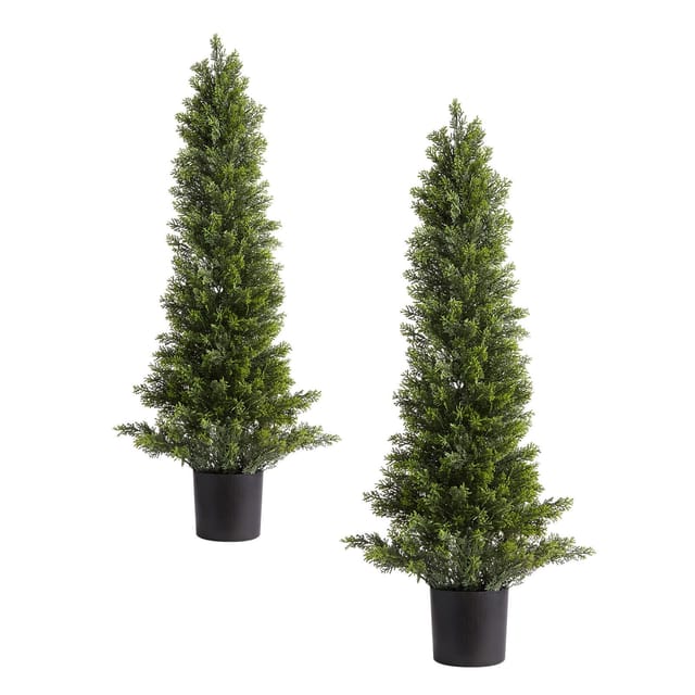Set Mit 2 Künstlichen Formbäumen, Zeder Und Zypresse, 914 Mm, Realistisches Aussehen, Für Veranda, Balkon Oder Garten